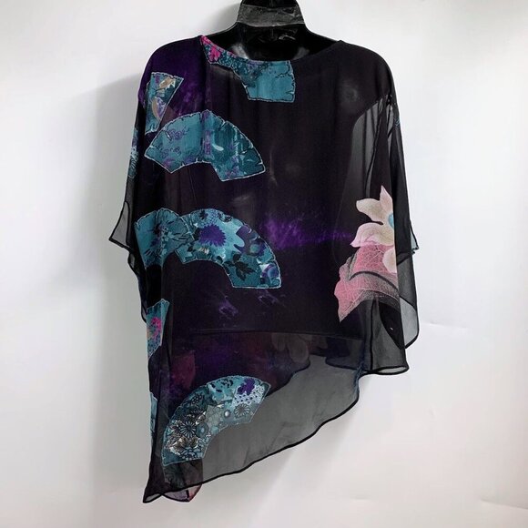 Citron Santa Monica Women's 100% Silk Floral Asymmetrical Kaftan Size M - Picture 2 of 11